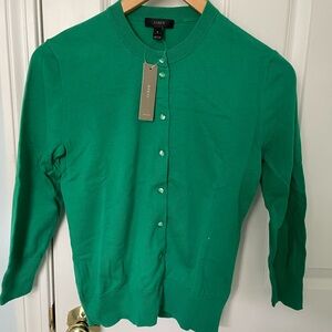 J. Crew Kelly Green Crewneck Button Cardigan NWT Size Small